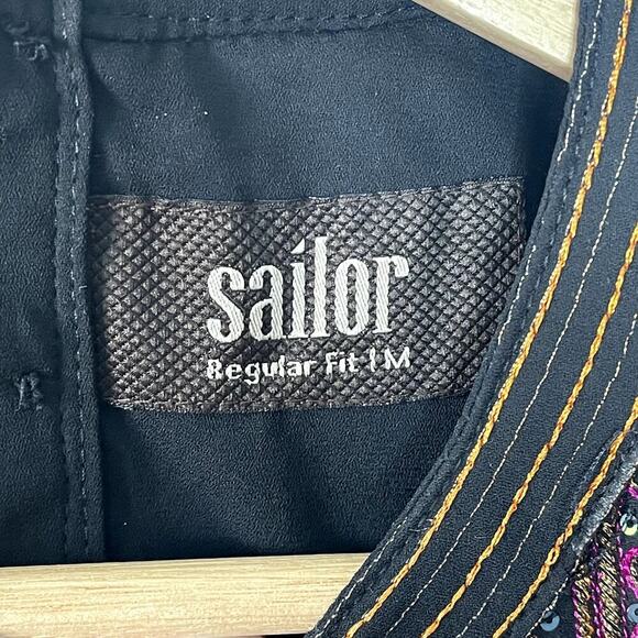 SAILOR  BLACK  EMBROIDERED BOHEMIAN BABYDOLL BELL SLEEVE MINI DRESS SIZE M‎ - Picture 11 of 13